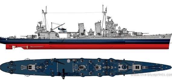 USS CA-36 Minneapolis [Heavy Cruiser] (1945) - drawings, dimensions, pictures